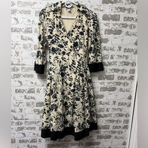 Pura Vida Black and Cream Floral Midi Dress